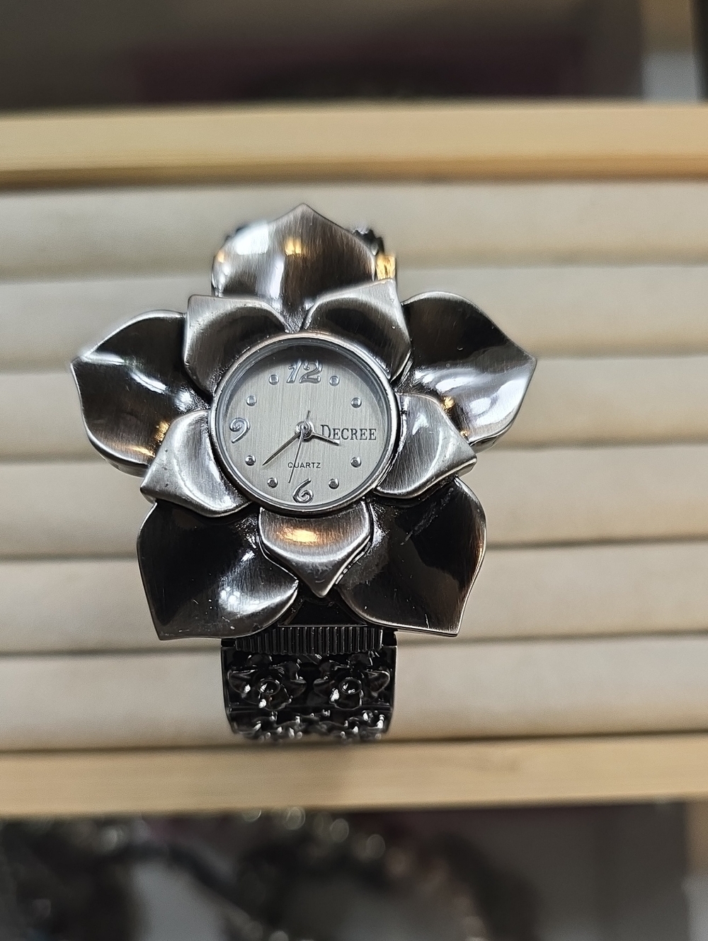 Decree Silver Floral Petal Bracelet Watch